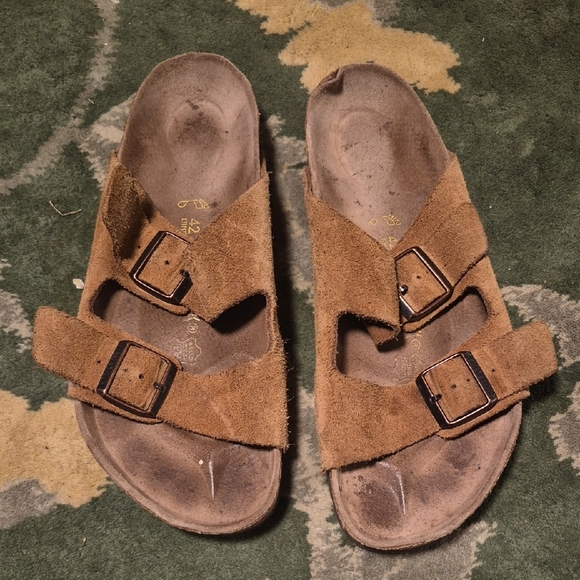 Birkenstock Men\'s Suede Two-Buckle Slide Sandals in Brown main image 8